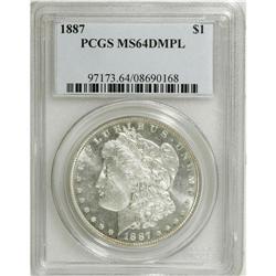 1887 $1 MS64 Deep Mirror Prooflike PCGS. PCGS Popu