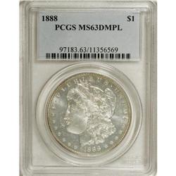 1888 $1 MS63 Deep Mirror Prooflike PCGS. PCGS Popu