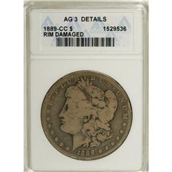 1889-CC $1 --Rim Damaged--ANACS. AG3 Details. NGC C