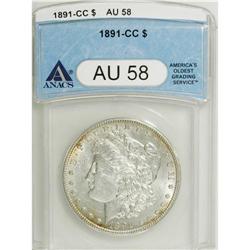 1891-CC $1 AU58 ANACS. NGC Census: (183/4699). PCG