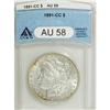 1891-CC $1 AU58 ANACS. NGC Census: (183/4699). PCG
