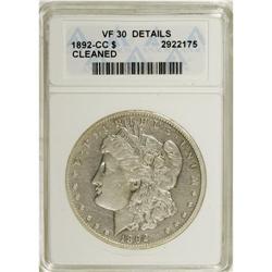 1892-CC $1 --Cleaned--ANACS. VF30 Details. NGC Cens