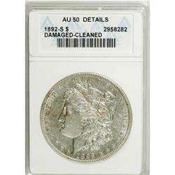 1892-S $1 --Cleaned, Damaged--ANACS. AU50 Details.