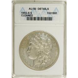 1892-S $1 --Cleaned--ANACS. AU50 Details. NGC Censu