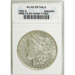 1893 $1 --Rim Filed, Scratched--ANACS. AU55 Details.