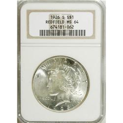 1926-S $1 MS64 NGC. Ex:Redfield. NGC Census: (1367