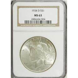1934-D $1 MS63 NGC. NGC Census: (860/836). PCGS Po