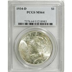 1934-D $1 MS64 PCGS. PCGS Population (0/0). NGC Ce