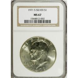 1971-S $1 Silver MS67 NGC; 1976 Type 1 MS65 NGC.