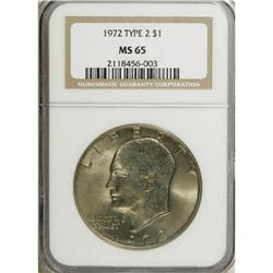 1972 $1 Type Three MS65 NGC. NGC Census: (576/20). PCG