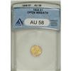 Image 1 : 1849 G$1 Open Wreath AU58 ANACS. NGC Census: (120/