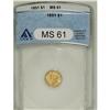 Image 3 : 1851 G$1 MS61 ANACS. NGC Census: (621/1898). PCGS Popu