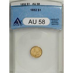 1852 G$1 AU58 ANACS. NGC Census: (295/2308). PCGS
