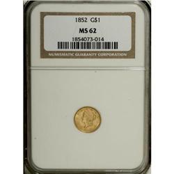 1852 G$1 MS62 NGC. NGC Census: (895/754). PCGS Pop