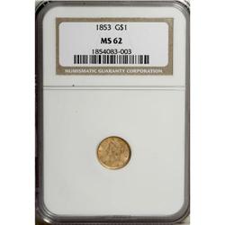 1853 G$1 MS62 NGC. NGC Census: (2371/1973). PCGS P