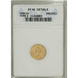 1854 G$1 Type Two--Cleaned--ANACS. XF45 Details. N
