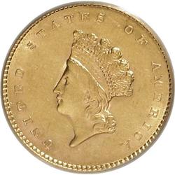 1854 G$1 Type Two AU55 PCGS. Ex: Cambridge Sale (Ivy A