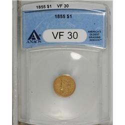 1855 G$1 VF30 ANACS. NGC Census: (11/3978). PCGS P