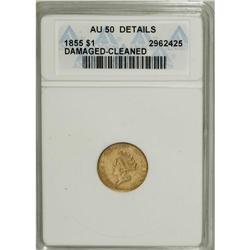 1855 G$1 --Cleaned, Damaged--ANACS. AU50 Details. N