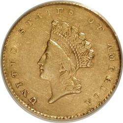 1855 G$1 AU53 PCGS. PCGS Population (218/1966). NGC Ce