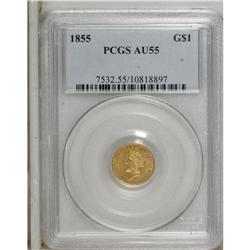 1855 G$1 AU55 PCGS. PCGS Population (427/1539). NG