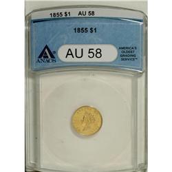 1855 G$1 AU58 ANACS. NGC Census: (1539/1246). PCGS