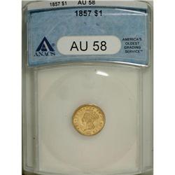 1857 G$1 AU58 ANACS. NGC Census: (130/550). PCGS P