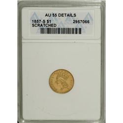 1857-S G$1 --Scratched--ANACS. AU55 Details. NGC Ce