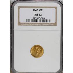 1862 G$1 MS62 NGC. NGC Census: (626/726). PCGS Pop