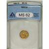Image 1 : 1882 G$1 MS62 ANACS. NGC Census: (18/149). PCGS Po