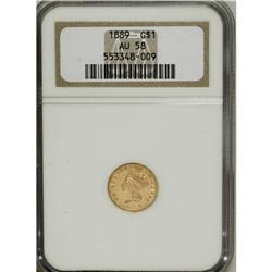 1889 G$1 AU58 NGC. NGC Census: (23/1551). PCGS Pop