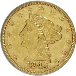 1845 $2 1/2 XF45 PCGS. Ex: The New Millenium Collecti