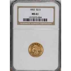 1852 $2 1/2 MS61 NGC. NGC Census: (132/287). PCGS