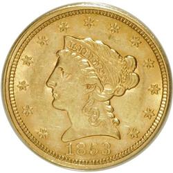 1853 $2 1/2 AU55 ANACS. NGC Census: (37/803). PCGS Pop