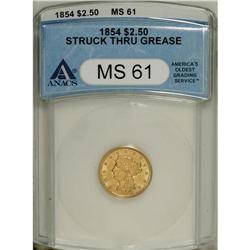 1854 $2 1/2 MS61 ANACS. NGC Census: (82/162). PCGS Pop