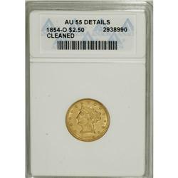 1854-O $2 1/2 --Cleaned--ANACS. AU55 Details. NGC C