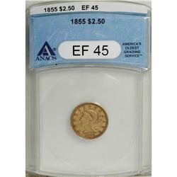 1855 $2 1/2 XF45 ANACS. NGC Census: (2/269). PCGS
