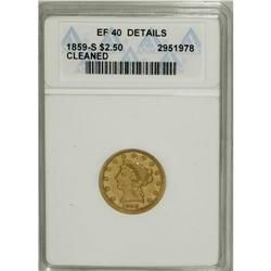 1859-S $2 1/2 --Cleaned--ANACS. XF40 Details. NGC C