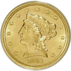 1861 $2 1/2 New Reverse, Type Two MS61 ANACS. NGC Cens