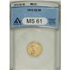 Image 1 : 1912 $2 1/2 MS61 ANACS. NGC Census: (1253/2776). P