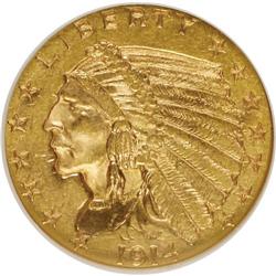 1914 $2 1/2 MS61 NGC. NGC Census: (1173/2500). PCG