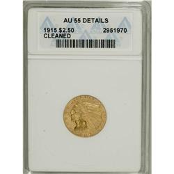 1915 $2 1/2 --Cleaned--ANACS. AU55 Details. NGC Cen