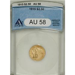 1915 $2 1/2 AU58 ANACS. NGC Census: (755/6137). PC