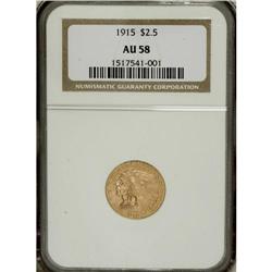1915 $2 1/2 AU58 NGC. NGC Census: (767/6210). PCGS