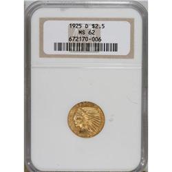 1925-D $2 1/2 MS62 NGC. NGC Census: (4250/6046). P