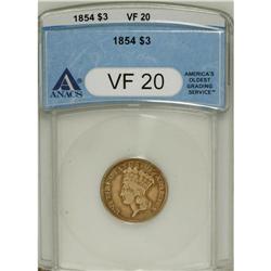 1854 $3 VF20 ANACS. NGC Census: (19/2698). PCGS Po