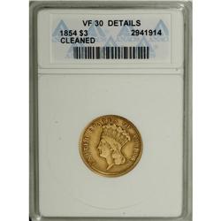 1854 $3 VF30 ANACS. NGC Census: (19/2686). PCGS Popula
