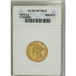 1870 $3 --Cleaned--ANACS. AU55 Details. NGC Census: