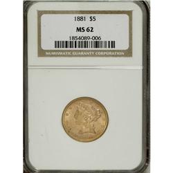 1881 $5 MS62 NGC. NGC Census: (3476/2362). PCGS Po