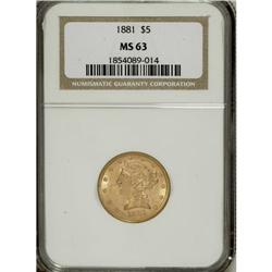 1881 $5 MS63 NGC. NGC Census: (1779/583). PCGS Pop